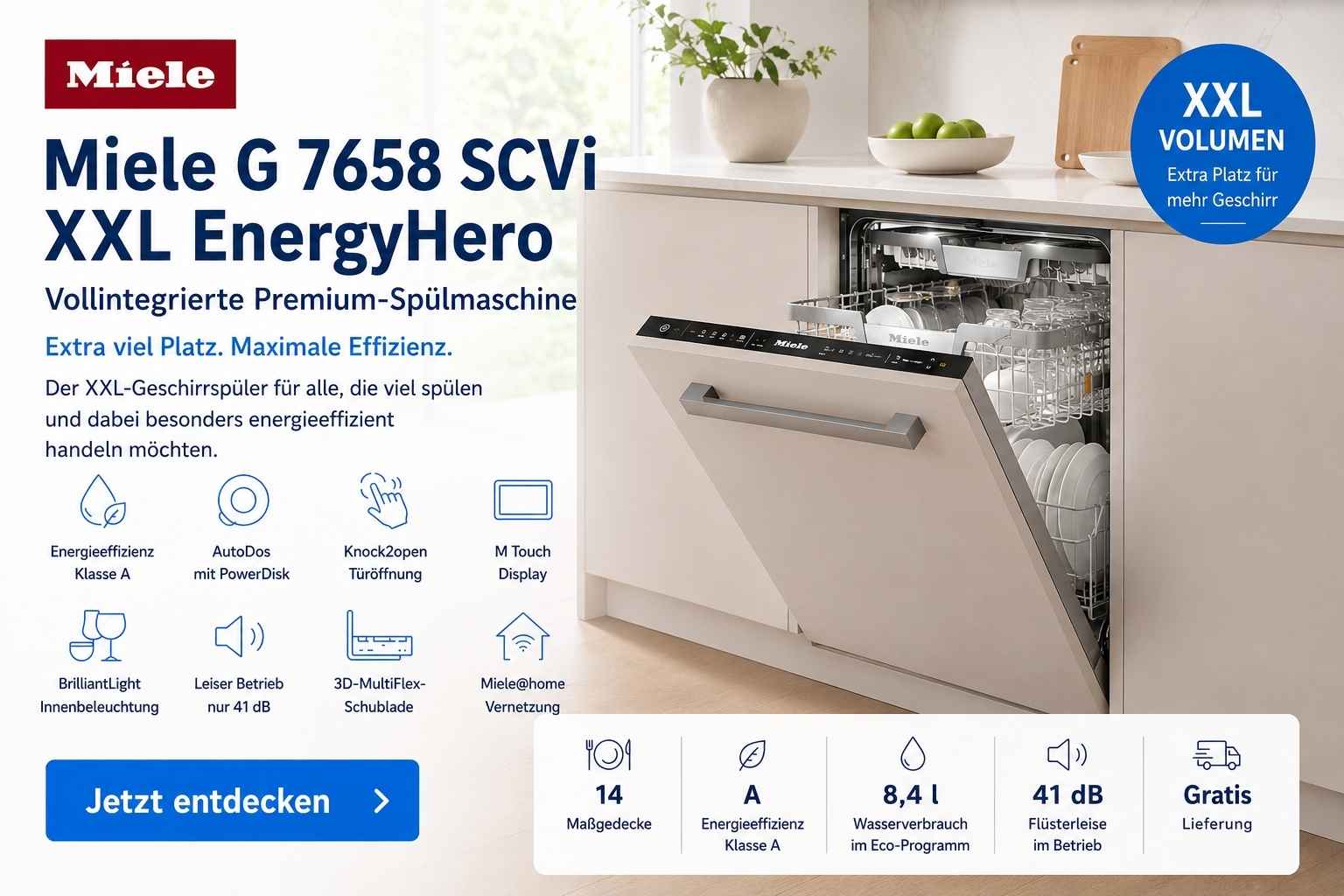 Vollintegrierte Spülmaschine Miele G 7658 SCVi XXL EnergyHero