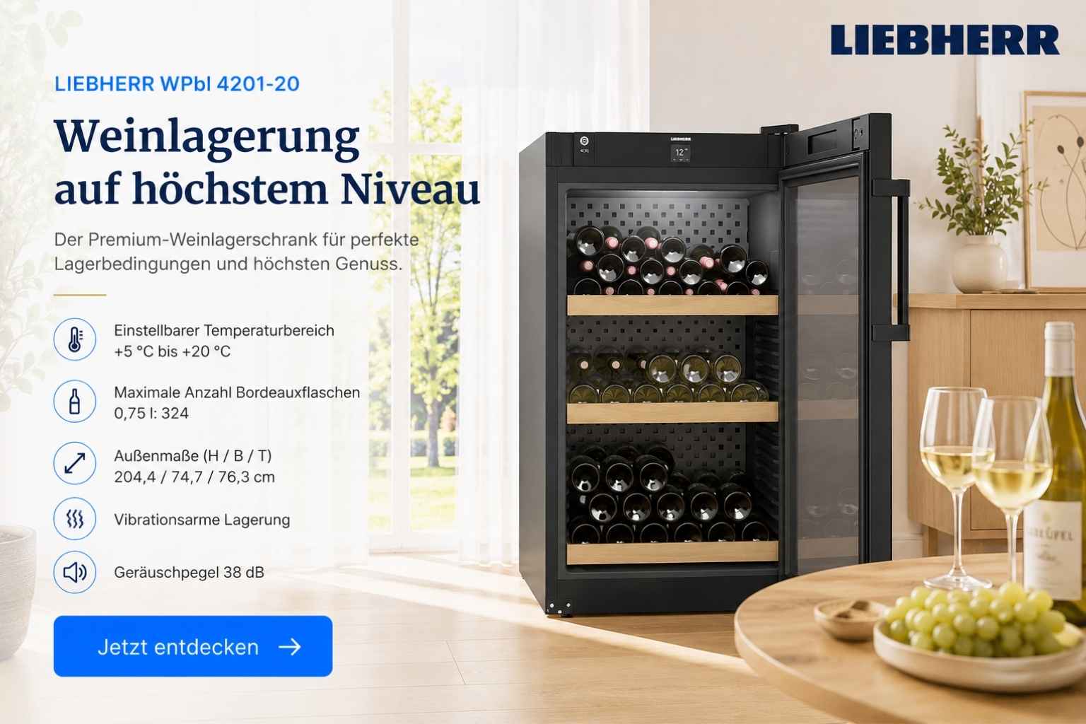 Liebherr WPbl 4201-20 Weinlagerschrank in BlackSteel