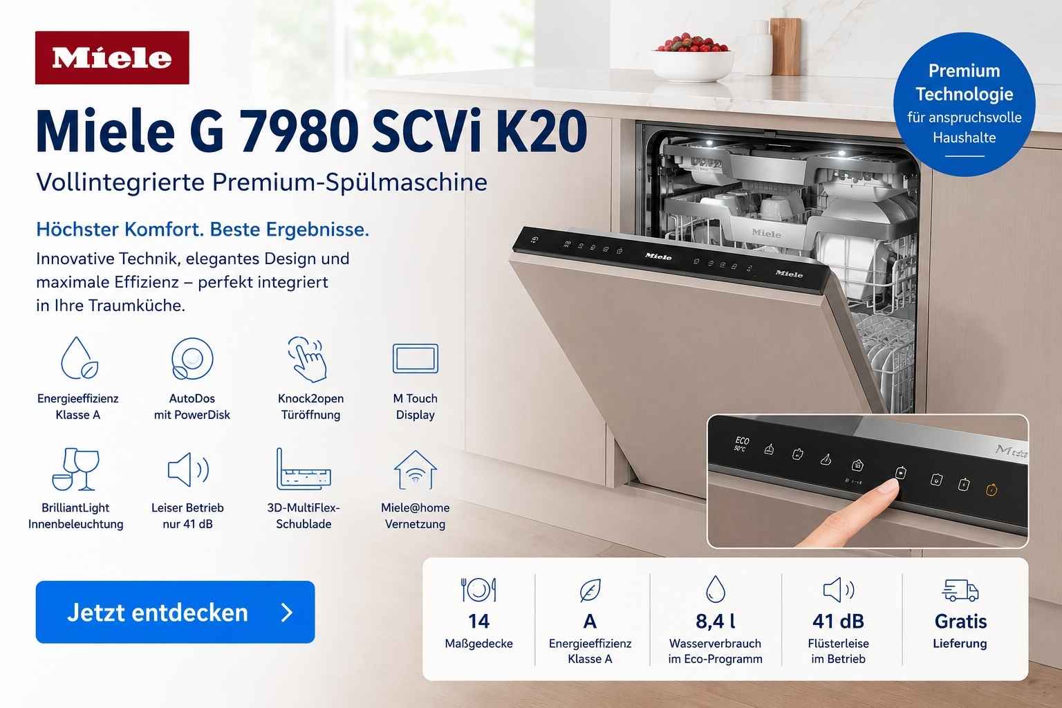 Vollintegrierte Spülmaschine Miele G 7980 SCVi K20