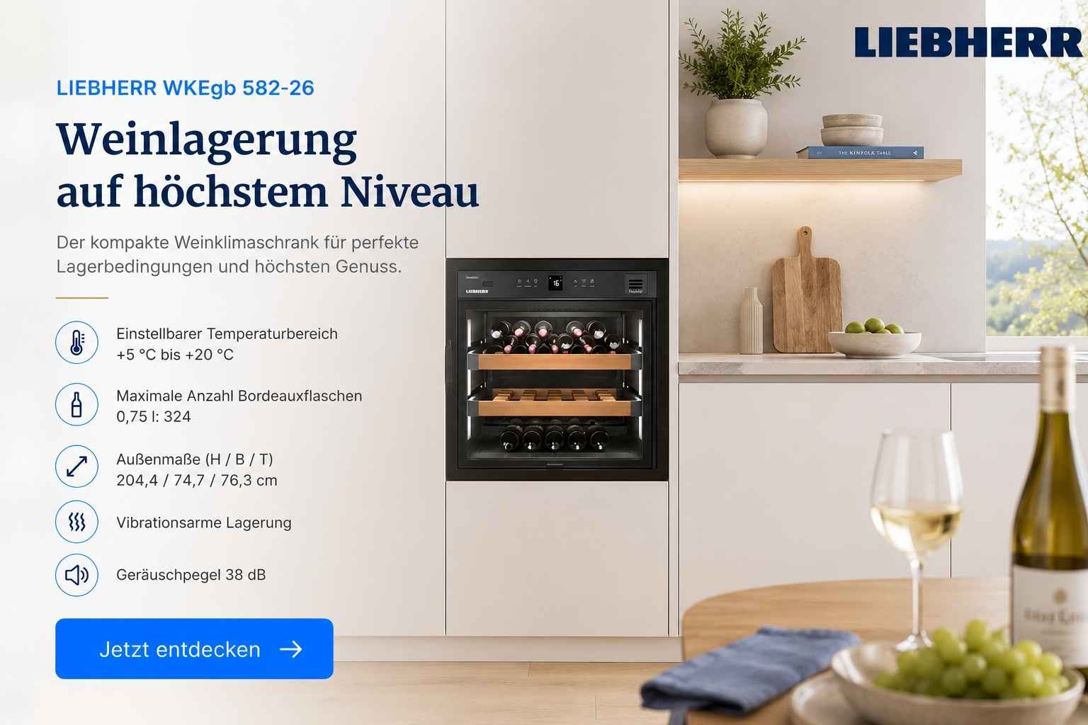 Kompakter Liebherr WKEgb 582-26 Weinklimaschrank