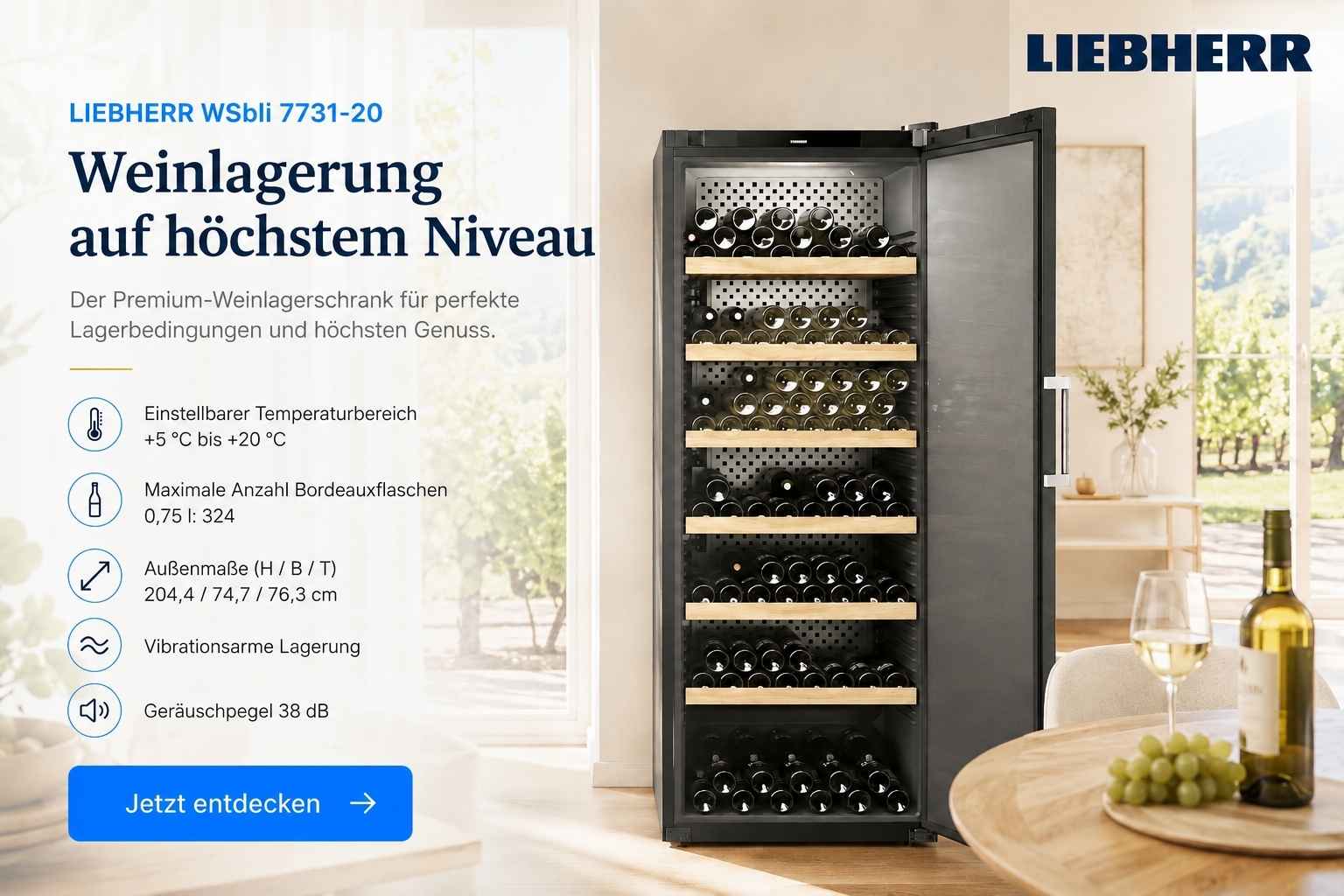 Liebherr WSBLI 7731-20 freistehender Weinlagerschrank mit Holzablagen