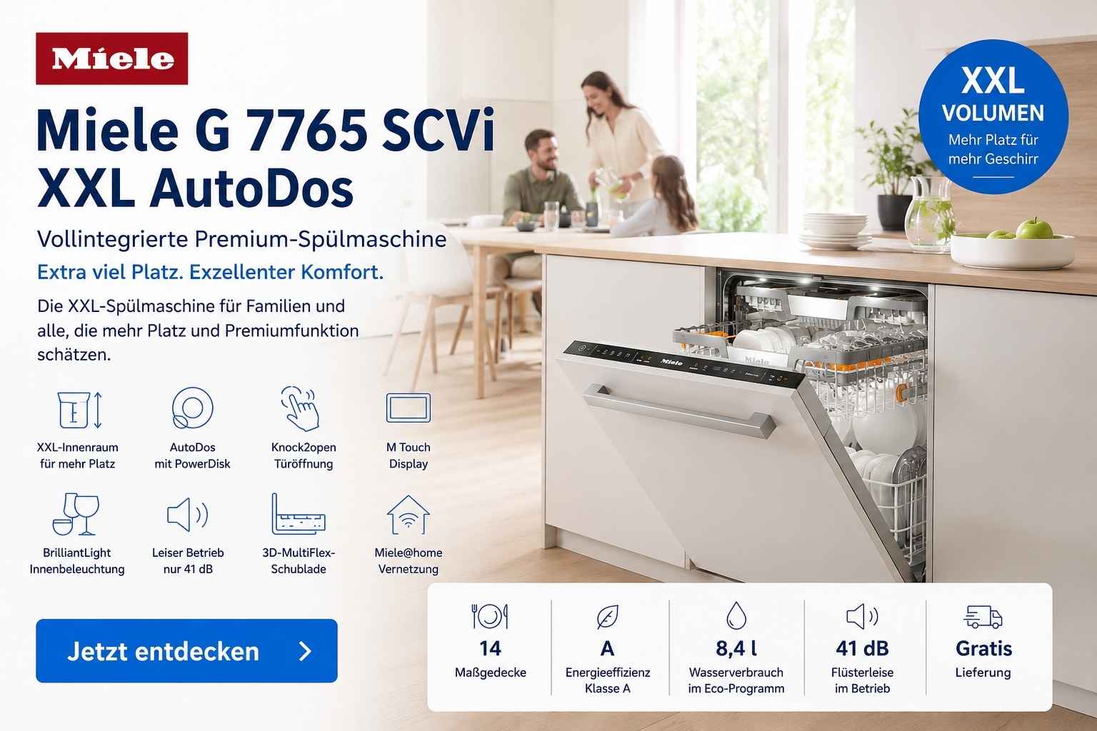 Vollintegrierte Spülmaschine Miele G 7765 SCVi XXL AutoDos