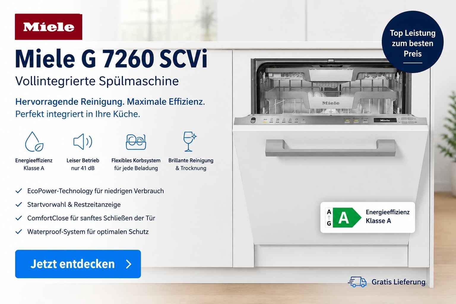 Vollintegrierte Spülmaschine Miele G 7260 SCVi